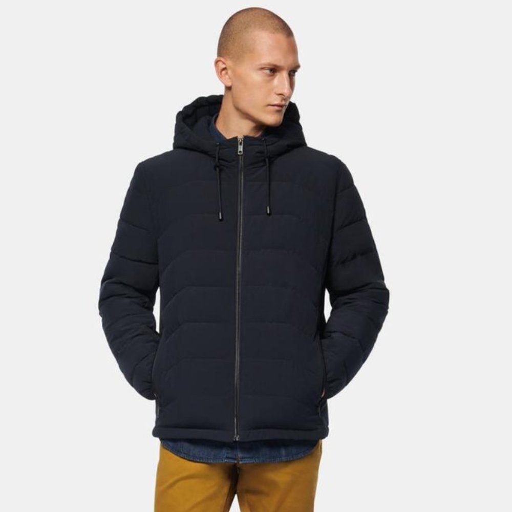 Andrew Marc Claxton Stretch Packable Down Hooded Jacket, Small